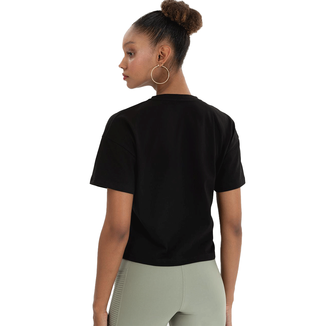 Cotton Oversized Crop T-shirt Black