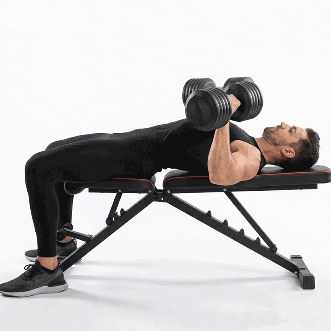 Foldable Heavy Duty Multifunctional Adjustable Bench + 20Kg Chrome Plated Set Offer