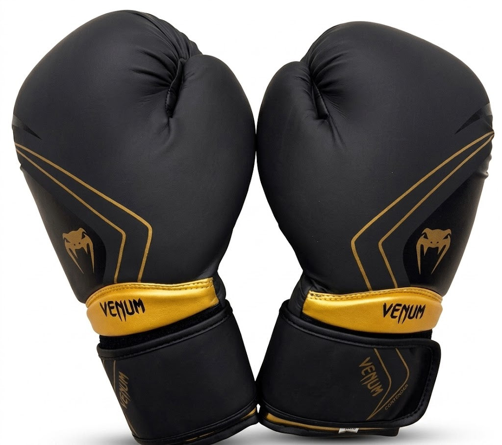 High Quality Boxing Gloves Pair (Black/Gold)