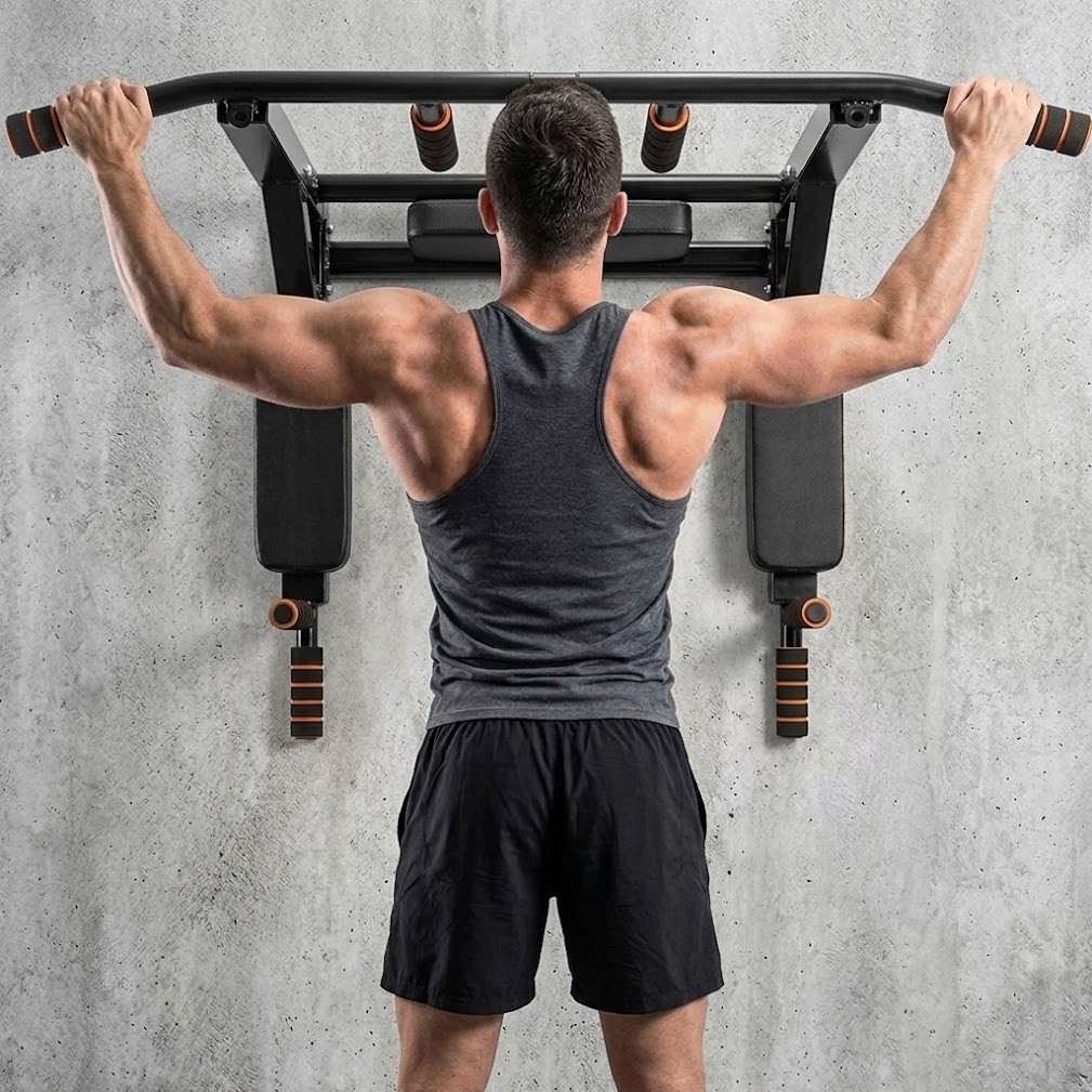 2 in 1 Wall Mounted Pull-Up Bar & Dip Station