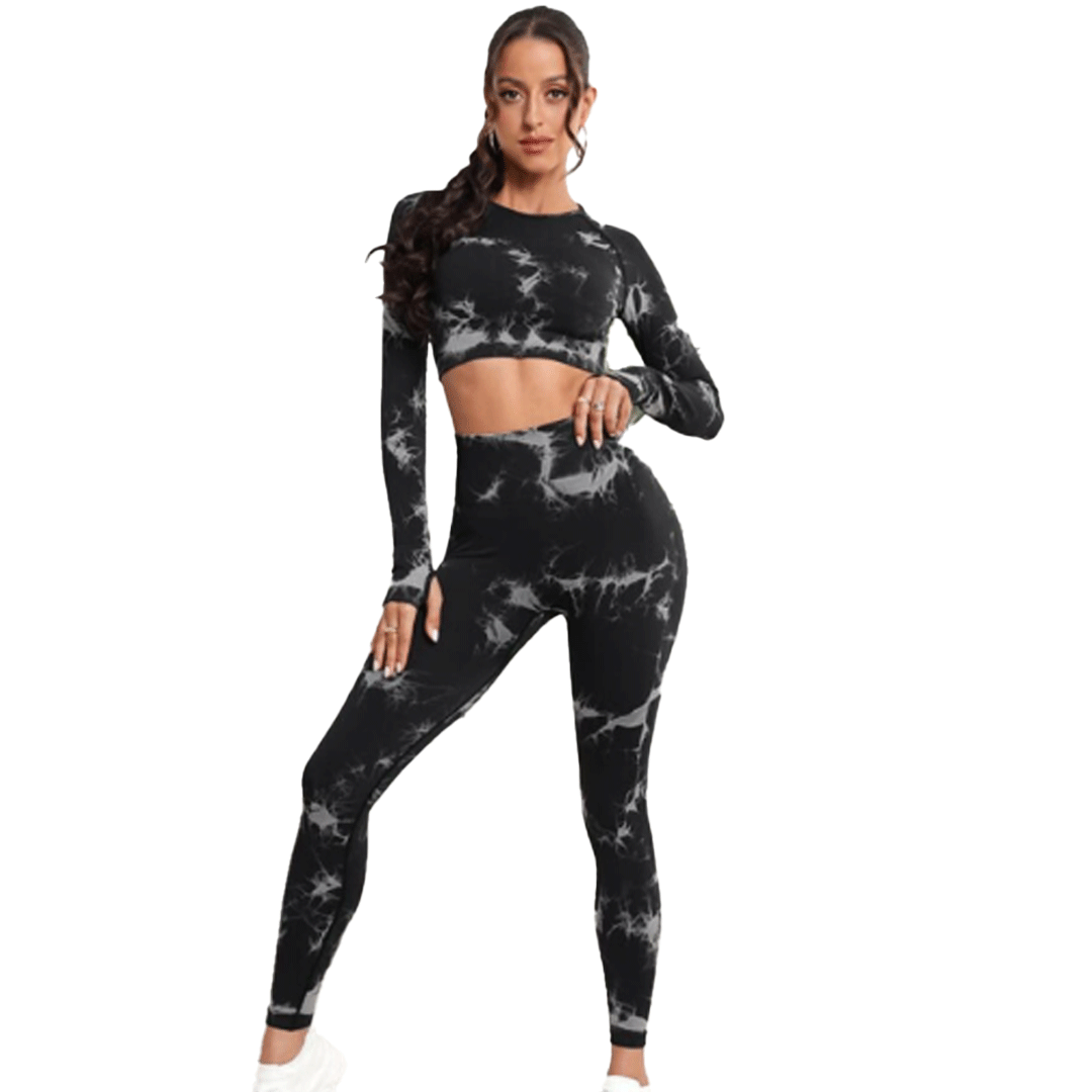 Seamless Leggings + Crop Top Grey/Black (Women)