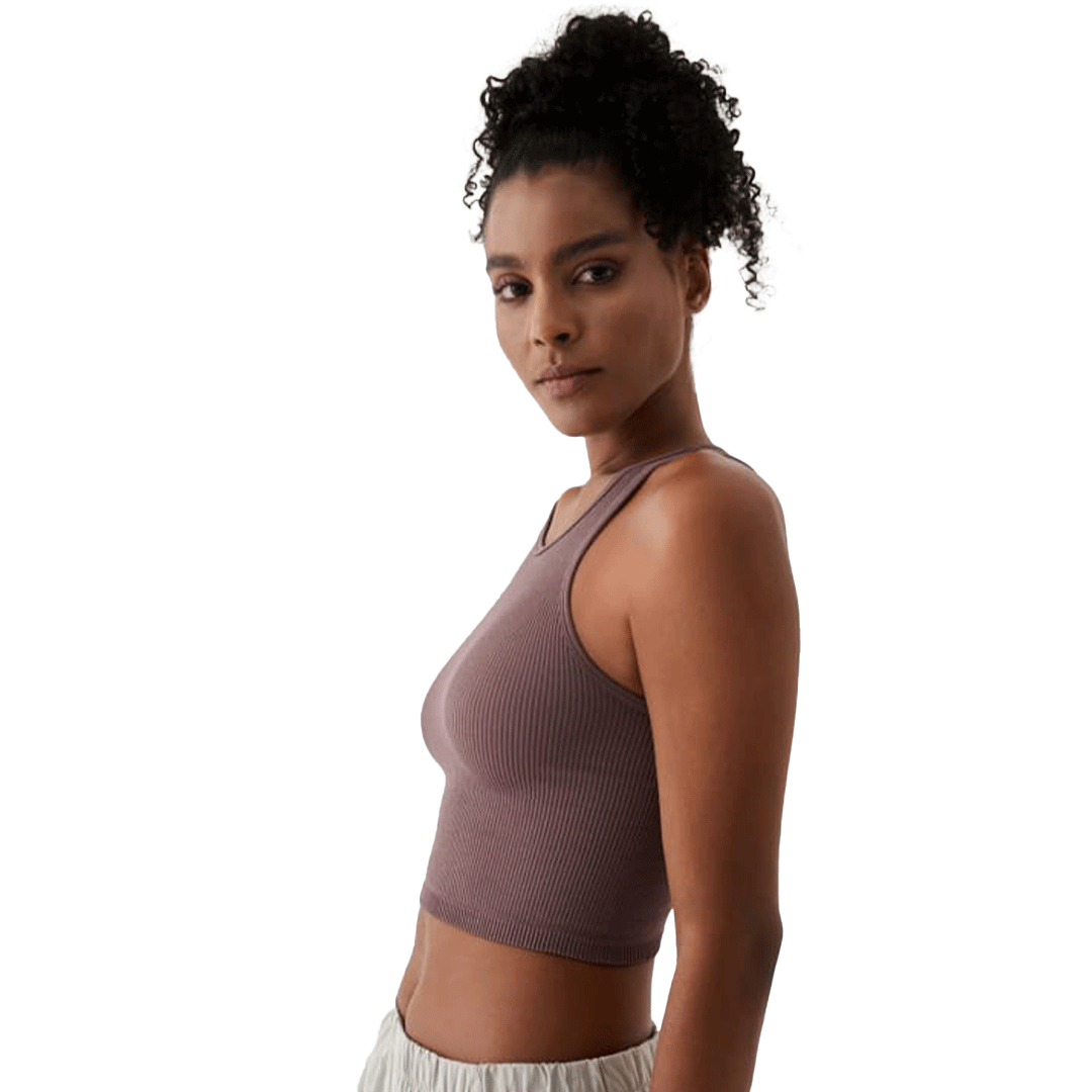 Crop Top Sports Singlet (Dark Rose)