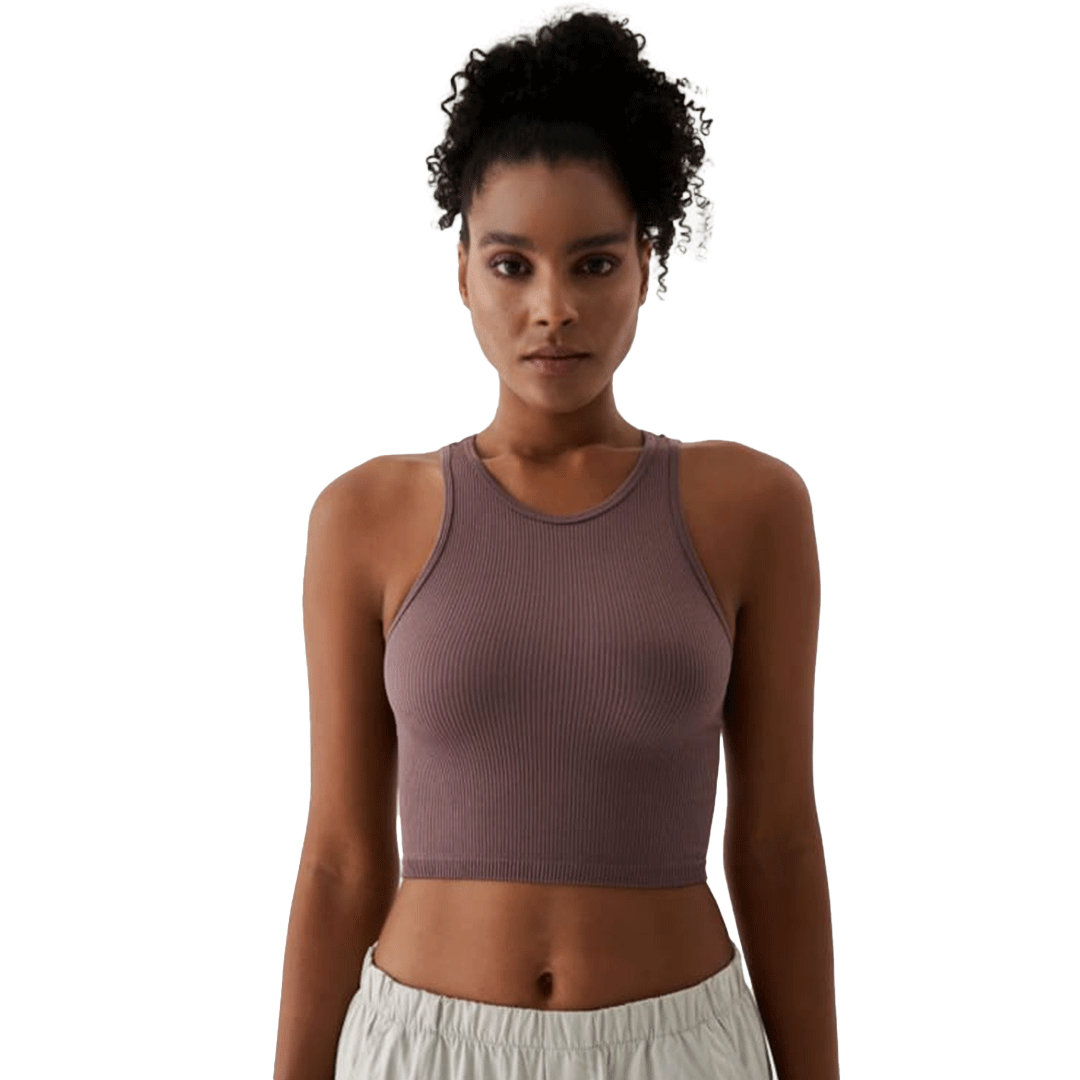 Crop Top Sports Singlet (Dark Rose)