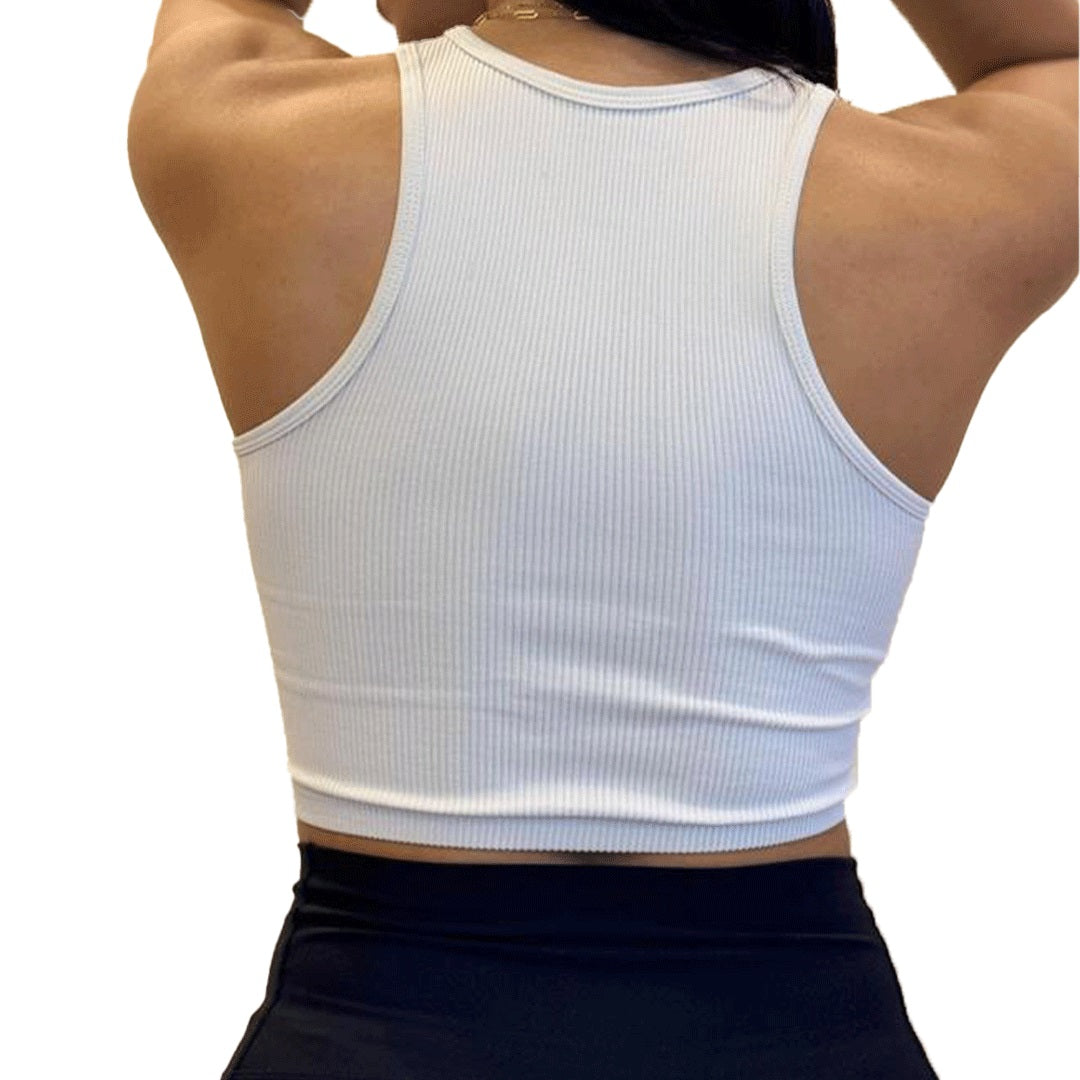 Crop Top Sports Singlet (White)