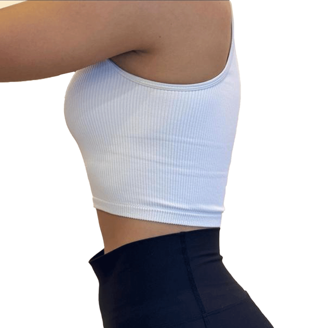 Crop Top Sports Singlet (White)