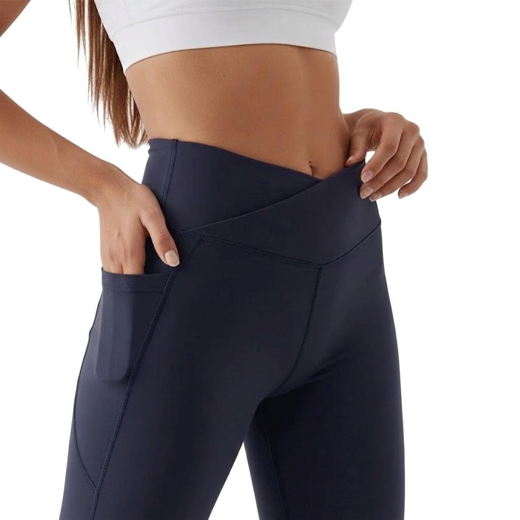 V-Belt Sports Leggings (Navy, Dark Blue)