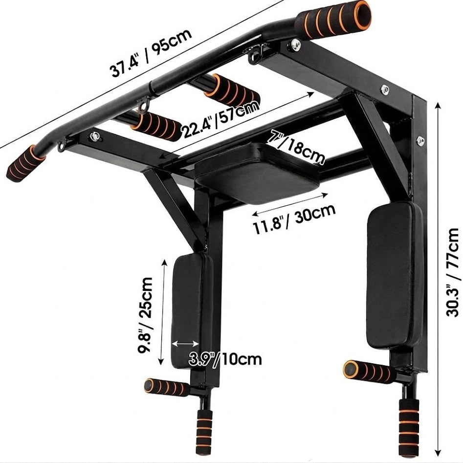 2 in 1 Wall Mounted Pull-Up Bar & Dip Station