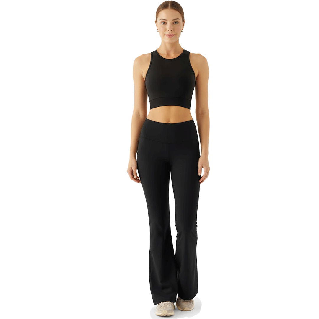 Flare Leggings + Medium Sports Bra Yoga Workout Set Offer