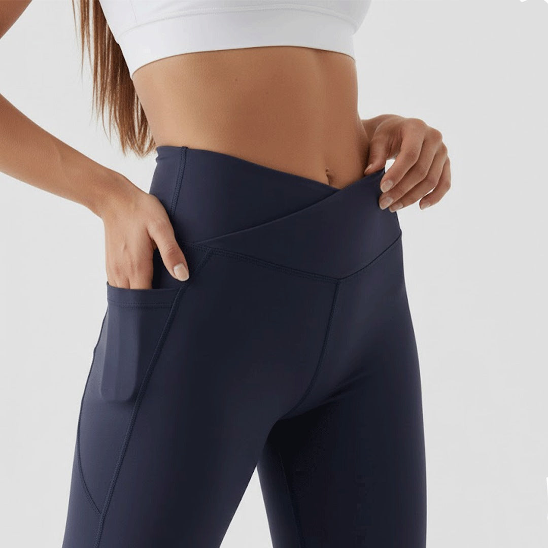 V-Belt Sports Leggings (Navy, Dark Blue)