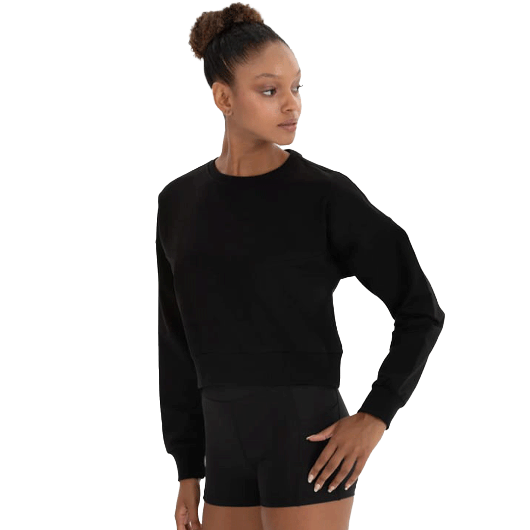 Oversized Crop Crew Neck (Black)