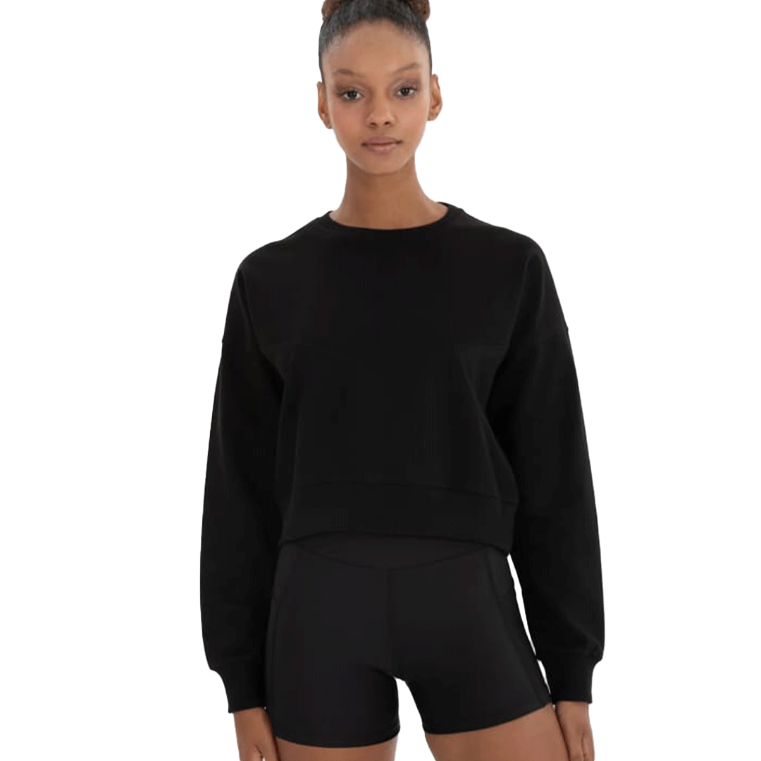 Oversized Crop Crew Neck (Black)
